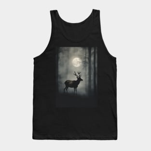 Deer in the Foggy Forest Vintage Art Tank Top